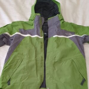 The North Face Kids Green and Gray Raincoat
